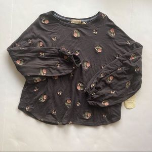 NWT Altar’d State floral Embroidered Blouse in Black Size L